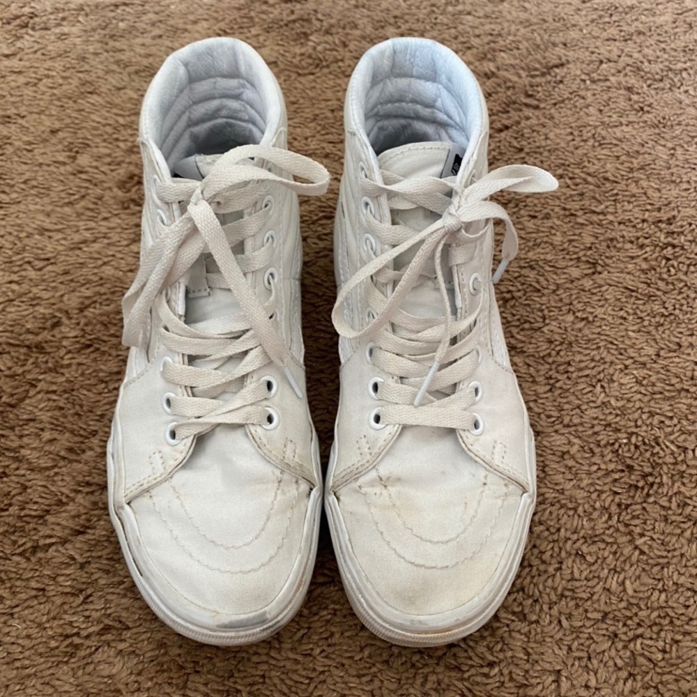 White Old Skool High Top Vans